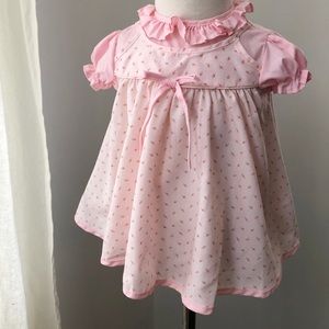 Vintage Baby Girl Pink Rose Bud Print Dress